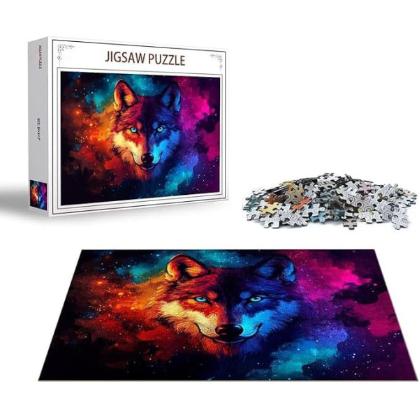 Puzzle Wolf Puzzle 1000 Teile Traum Holzpuzzle Erwachsene, Premium Quality Klassische Wooden Lernspiel, DIY Klassische Spaß Jigsaw Erwachsene, Challenging Game Jigsaws für Wohnkultur Geschenk x-1218