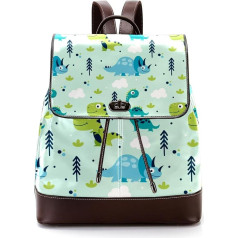 Personalisierte Schultaschen Büchertaschen für Teenager, niedlicher Tier-Dinosaurier, Mehrfarbig, 27x12.3x32cm, Rucksack Rucksäcke