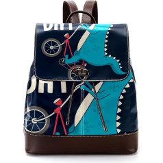 Personalisierte Schultaschen Büchertaschen für Teenager Dinosaurier cooles Fahrrad, Mehrfarbig, 27x12.3x32cm, Rucksack Rucksäcke