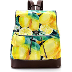 Personalisierte Schultaschen Büchertaschen für Teenager, Pflanzen, Obst, Gelb Zitronen-Muster, Mehrfarbig, 27x12.3x32cm, Rucksack Rucksäcke