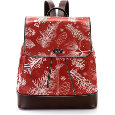 Weißer Zweig Schneeflocke roter Hintergrund personalisierte Schultaschen Büchertaschen für Teenager, Mehrfarbig, 27x12.3x32cm, Rucksack Rucksäcke