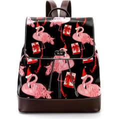 Weihnachtsmütze Rosa Rot Flamingo Muster Personalisierte Schultaschen Büchertaschen für Teenager, Mehrfarbig, 27x12.3x32cm, Rucksack Rucksäcke