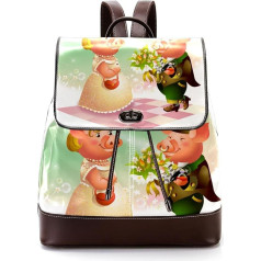 Niedliches Schweinepaar Happy Valentine's Day personalisierte Schultaschen Büchertaschen für Teenager, Mehrfarbig, 27x12.3x32cm, Rucksack Rucksäcke