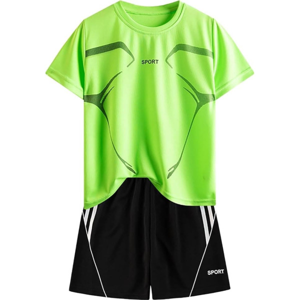Generisch Clothing Sets Boys Summer Clothing 2-Piece Outfit Cartoon Truck Short Sleeve Top Shirt Shorts 2-Piece Crew Neck Sports Shirt with Training Shorts Lightweight Beach for Children 7-14 Years