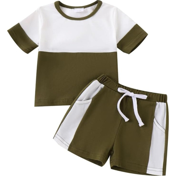 Geagodelia Baby Boys Clothing Summer Set Crew Neck Short Sleeves Dinosaur Coconut Tree Print Tops + Elastic Waist Shorts Outfits Toddler 2 Pieces