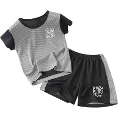 Bekleidungssets Jungen - Elastische Taille 3D bedruckte Kurzarm Top Hemd + Kurze Hose 2-tlg Rundhals Sportshirt Mit Trainingsshorts Stretch Hausanzug Kinderanzüge Sportbekleidung