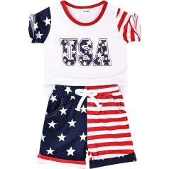 4. Juli Outfit Kleinkind Jungen Outfits USA Kurzarm T-Shirt Amerikanische Flagge Shorts Unabhängigkeitstag Sommer Outfit