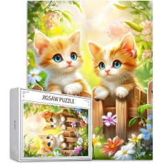 Puzzle 1000 Teile Blume Puzzle Erwachsene, DIY Groß Puzzelmatten, Holzpuzzle für Erwachsene und Kinder ab 12 Jahren Wooden Jigsaw Katze Geschicklichkeitsspiel für Die Ganze Familie, Geschenke D-703