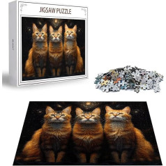 Puzzle 100 Teile Katze Puzzle Erwachsene, DIY Groß Puzzelmatten, Holzpuzzle für Erwachsene und Kinder ab 12 Jahren Wooden Jigsaw Tier Geschicklichkeitsspiel für Die Ganze Familie, Geschenke D-350