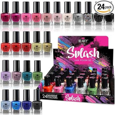 Splash 24 x Nail Polish Set, 24 Different Modern Colours, Quick Drying (Set B)