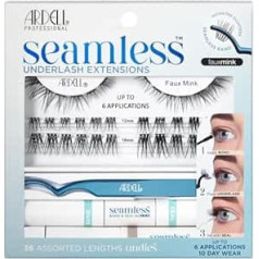 ARDELL Seamless Underlash Extensions Kit Fauxmink I Natural Eyelash Extension up to 10 Days I Set Including Remover, Applicator, Bond & Seal I 36 Eyelash Extensions in 4 Lengths