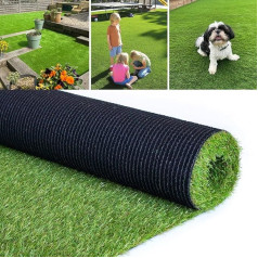 Petgrow 1 m x 5 m Artificial Grass for Pets, 20 mm Grass Height, Durable Self-Drainage System, False Lawn Mats, Natural Simulation for Patio, Balcony, Outdoor, Indoor, Green Lawn Rug (1 m x 5 m)