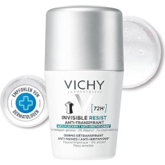 Vichy Deodorant roll-on 72h AT invisible, deodorant roll-on for women, sweat-inhibiting, especially skin-friendly, no marks on clothing, no alcohol, for sensitive skin, 50 ml