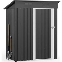 YITAHOME Tool Shed, Garden Shed 1.5 x 0.9 m, Weatherproof Metal Shed with Safety Lock & Ventilation for Lawnmowers, Bicycles, Garden Tools (Dark Grey)