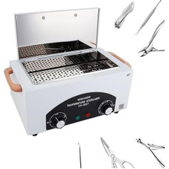 1.5 L Hot Air Steriliser 220 °C 300 W Temperature Adjustable Steriliser for Instruments with Timer Nail Tool Tweezers Scissors Steriliser for Cosmetics Foot Care Studios Hairdressing Salon