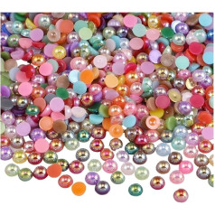 1000 Stück 2 mm 3 mm 4 mm 5 mm halbrunde AB Perlen Nail Art Flatback ABS Imitationsperlen for DIY Nail Art Decor(Mix,2mm)