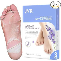 JVR Foot Mask, 3 Pairs of Lactic Acid Foot Exfoliating Mask, Moisturising Foot Mask, Callus Socks, Naturally Gentle Foot Care, for Removing Dead Skin, Repairs Rough Heels (Lavender)