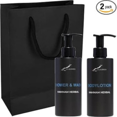 Hammam Herbal Shower Pack - Shower & Wash + Body Lotion - 300 ml per Bottle - Set of 2 - with Gift Bag