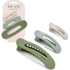 Kitsch Claw Hair Clips for Women Recycled Flat Clips for Thick Hair Matte Styling Clips and Hair Accessories for Girls Eucalyptus 3 Pack