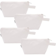 Augbunny 100% Cotton 16oz Heavy Duty Multi-purpose Canvas Zipper Cosmetics Makeup Travel Toiletry Organizing Pouch 4-pack