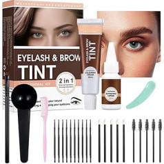 2-in-1 Eyelash & Eyebrow Tint Kit, Lash Tint and Eyebrow Dye, Semi-Permanent Eyelash Tint & Eyebrow Dye with Complete Tools, Fast & Easy to Use, Last Up to 4-6 Weeks (02# Brown)