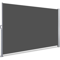VOUNOT Extendable Side Awning for Balcony, Garden and Patio, Privacy Screen, Windscreen, Waterproof, Sun Protection, 140 x 300 cm, Grey