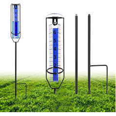 Outdoor Rain Gauge Three Piece Design Adjustable Height Rain Gauge 7 Inch Easy to Read Plastic Rain Gauge for Yard Garden Lawn Decoration