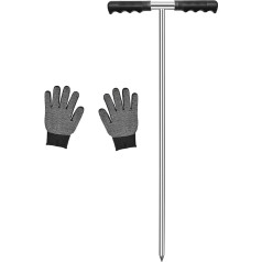 Stainless Steel Soil Probe Rod 84-124cm Height Adjustable with T Handle for Finding Septic Tanks, Underground Pipes, Waterlines, Graves and Gopher Runs