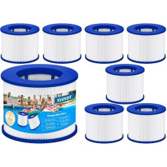 XVOYDT Pack of 8 Replacement Whirlpool Filters for Inflatable Spa, Cartridge with Screw Thread for Infinite Spa Filter, Clever Spa 75 x 100 mm, Height 75 mm Pool Filter Cartridge