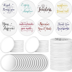 Kigley 2.8 Inch Inspirational Compact Mirror Round Makeup Glass Mirror Portable Purse Mini Mirror for Women Girls Coworkers Nurses Friends (White Base, 24 Pack)