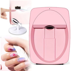 json2xml Digital Mobile Nail Art Printer, Intelligent Automatic 3D Nail Printer with Stand for Nail Polish Bottles, DIY Nail Art Printing Machine for Home/Nail Salon, 30s Ready, Pink