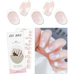 JMEOWIO Nail Foil Cream Pink White Flower French Tip Gel Nail Foils Self-Adhesive Nail Sticker UV Hardening Decoration Nail Design Accessories