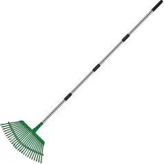KPUY Steel Garden Rake for Lawn Telescopic Leaf Grass Rake 98cm-165cm Adjustable Handle 25 Prong Durable Steel Head and Gardening Gloves for Quick Cleaning of Lawn and Yard