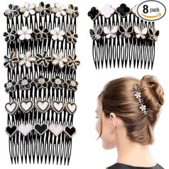 8 x Rhinestone Hair Combs Hair Comb for Women with 16 Teeth French Twist Traceless Bridal Hair Accessories Comb for Women Girls Bride Bridesmaid