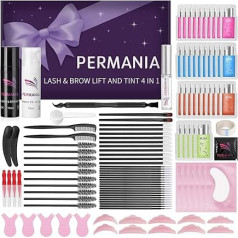 PERMANIA Eyelash Lifting Set with Black Colour, Eyebrow Lifting Set and Eyebrow Dyeing, Complete Accessories with 4-in-1 Effect for Eyelash Lifting, Eyelash Dyeing and Eyebrow Dyeing
