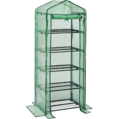 Small Greenhouse, Foil Greenhouse, Balcony, Tomato Greenhouse, Sturdy, 5 Shelves, Greenhouse, 69 x 49 x 193 cm, Patio Propagation House, PE Grid Film, Space-Saving, Garden, Green EGN05GH02
