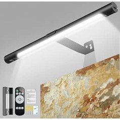 CkeyiN Pro Wireless Picture Light with Remote Control, Picture Lighting Battery with Timer, Rechargeable Wall Light with 3 Lighting Modes for Bedroom, Kitchen, Hallway, Black [Energy Class G]