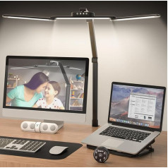 80 cm Desk Lamp, Clampable, Architect Daylight Lamp for Home Office, 24 W Ultra Bright Desk Lamps, Gesture Sensor Switch with 5 Colours, 10 Brightness, Memory Function for Workbench