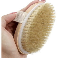 Natural Bristle Body Brush Suitable for Skin on Body, Back, Armpits, Butt, Leg and Foot of Skin, Massage and Pore Washing, Exfoliation, Lymphatic Drainage and Cellulite Removal