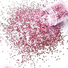 10 ml Laser Hexagonal Sequins Shiny Nail Polish Powder Flake Dust Sparkling Chrome-Plated Polish Nail Polish Nail Decoration Plain Pink, 1 mm 10 ml