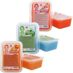 Kosmetex Paraffin Bath Mix Package Peach, Aloe Vera, Pink Rose Fragrance, Paraffin Wax with Lower Melting Point, 6 x 500 ml Mix Pack