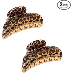 Miaija Leopard Hair Claw Clips Strong Hold Hair Claws Clips Non-Slip for Thick Hair Thin Hair Accessories 9cm Pack of 2
