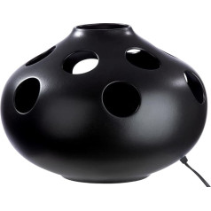 GILDE Decorative Ceramic Lamp – Table Lamp Decoration Living Room – Matt Black – Height 23 cm Diameter 33.5 cm