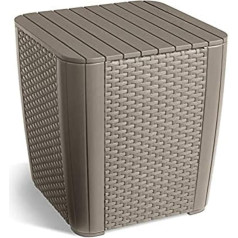 Allibert by Keter Gartentisch Luzon flat wicker, cappuccino, Deckel abnehmbar, mit Stauraum, Kunststoff, flache Rattanoptik, Außenmaße (B/T/H): 39 x 39 x 42,5 cm
