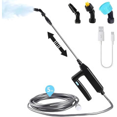 OBEST Electric Plant Sprayer, Battery Pressure Sprayer, Portable Multi-Purpose Sprayer for Garden with 5 m Hose and Extension Pole, 3 Nozzles for Garden, Patio, Lawn and Weeds