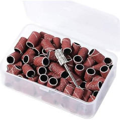 100 Pcs Nail Sanding Bands for Electric Nail Drills Perfect for Manicure, Pedicure and Nail Art, Acrylic Gel, False Nails with Mandrel Bits