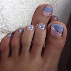 False Toenails Glossy Stick On Toenails Artificial Acrylic Fake Toenails Press On Toenails 24 Pieces for Women and Girls (I)