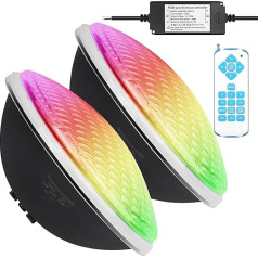 KWODE 36 W LED Pool Lighting PAR56, Timing 2/4/6H IP68 Waterproof Pool Lamp, 12 V RGB Pool Headlight, External Synchronisation with Remote Control (2-Piece)