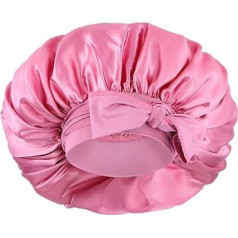 Satinhaube für Frauen, Seidenhauben zum Schlafen, Seidenhaarhaube, Haube mit Bindeband, Satinhaube, wendbar, doppellagig, Schlafkappe, Haarwickel (Bohnenpaste)