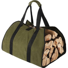 Large Canvas Tote Bag 38 x 18 Inch Heavy Duty Waxed Firewood Tote Bag for Indoor Wood Burning Stoves Outdoor Camping (Green)